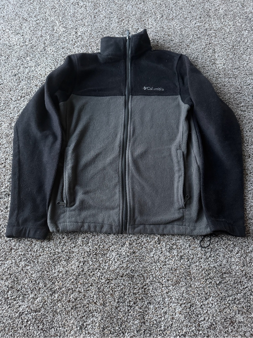 Vintage Columbia Black Gray Colorblock Full Zip Fleece Jacket Outdoor Y2K small